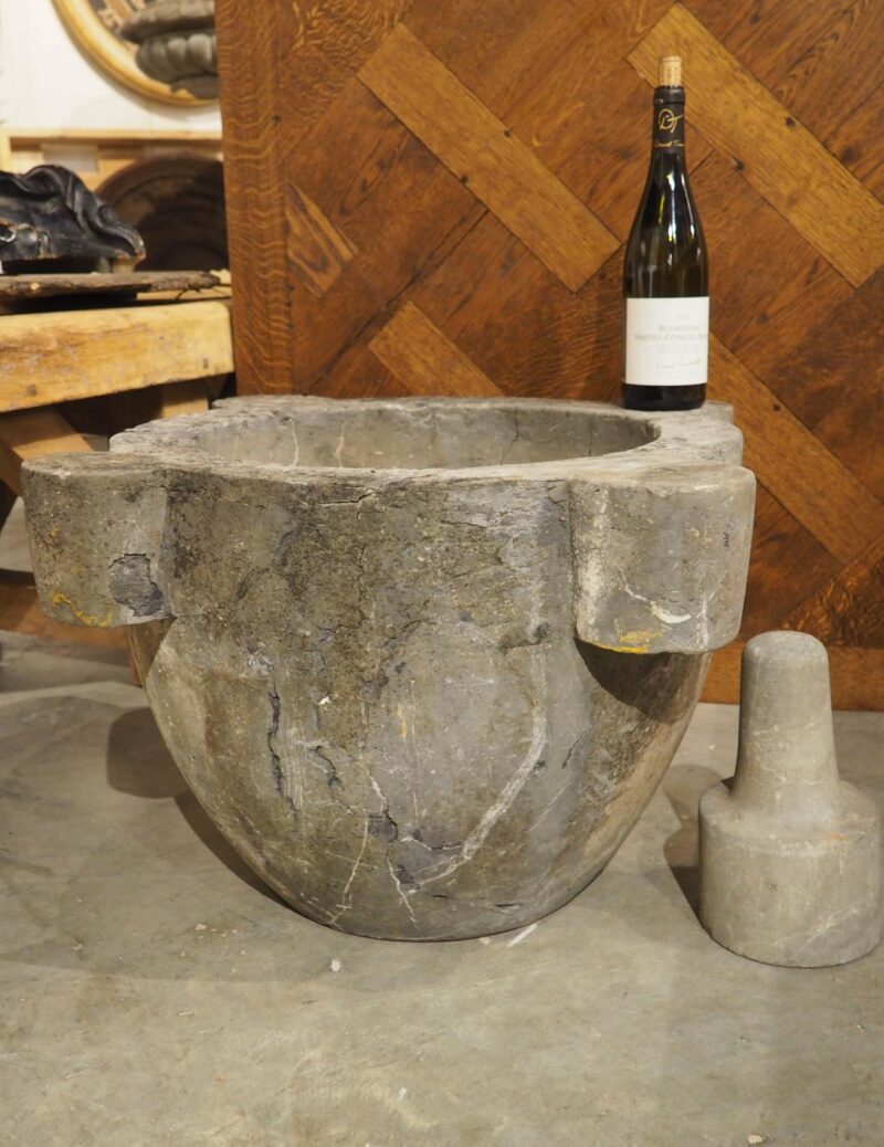 Oversized Antique Slate Mortar and Pestle from France, 19th Century - Image 15