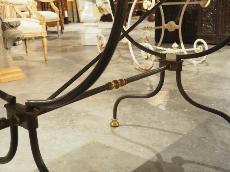 Polished French Wrought Iron and Brass Table with Carrara Marble Top, Circa 1950 - Image 17