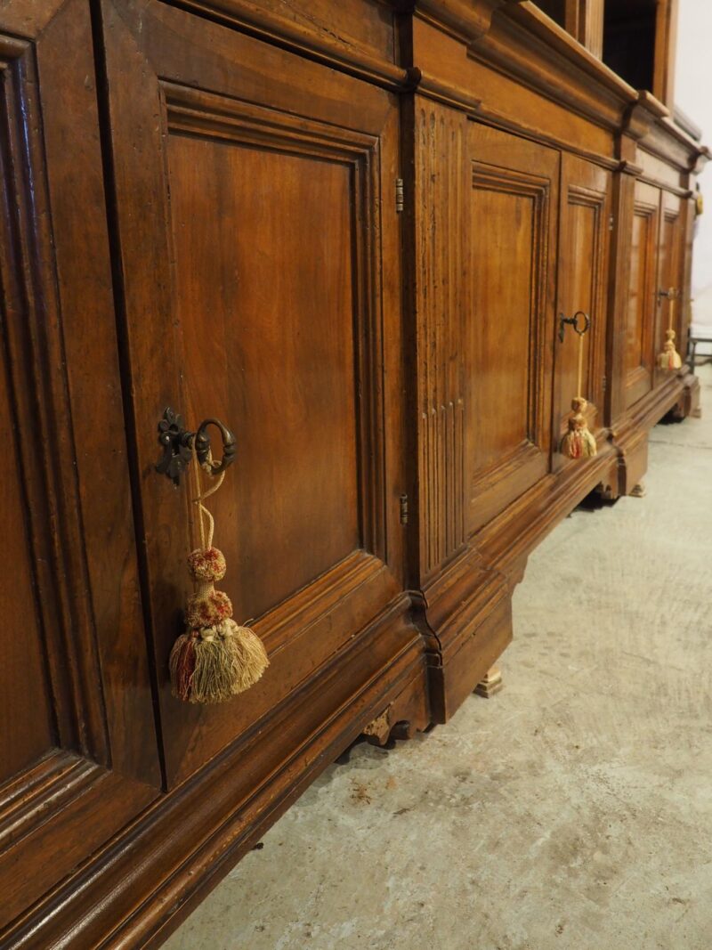 Antique Italian Neoclassical Walnut Wood Triple Bookcase - Image 13