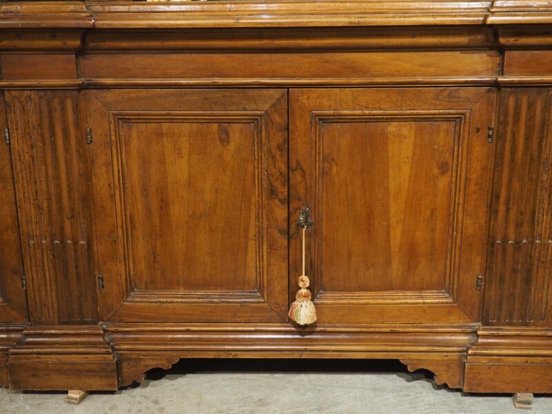 Antique Italian Neoclassical Walnut Wood Triple Bookcase - Image 5