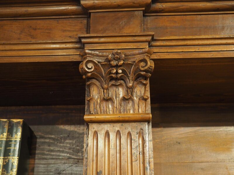 Antique Italian Neoclassical Walnut Wood Triple Bookcase - Image 9