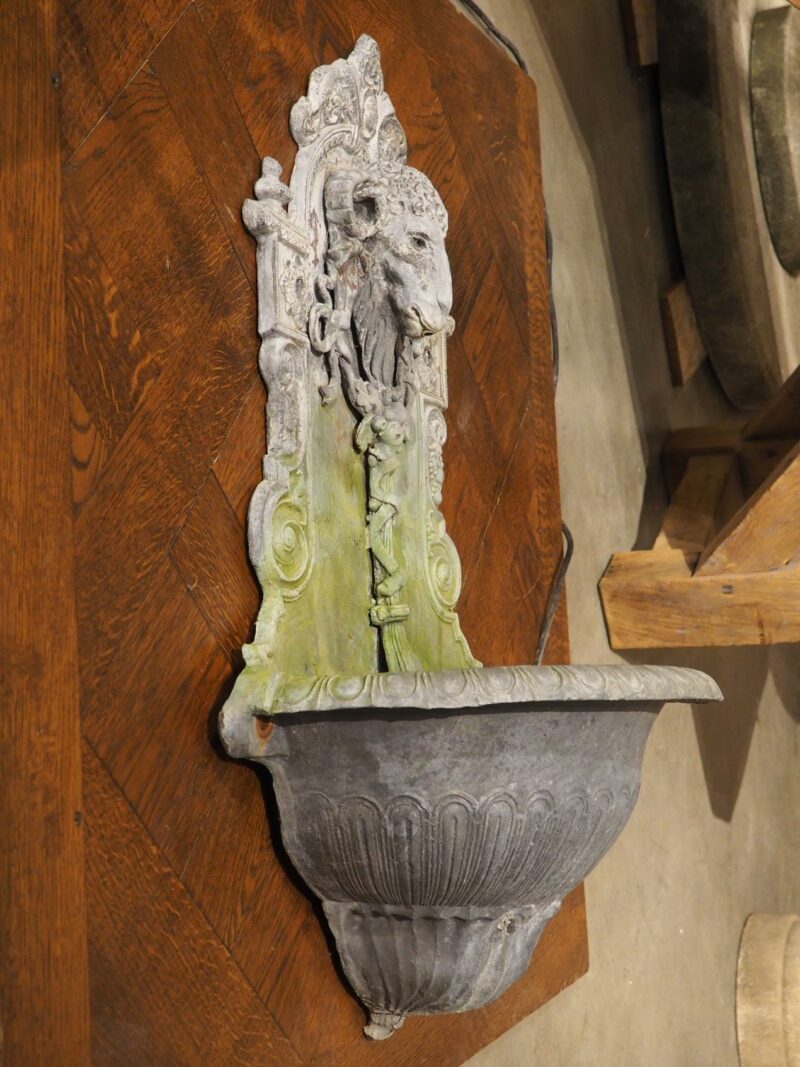 A Vintage Lead Rams Head Wall Fountain from England - Image 8