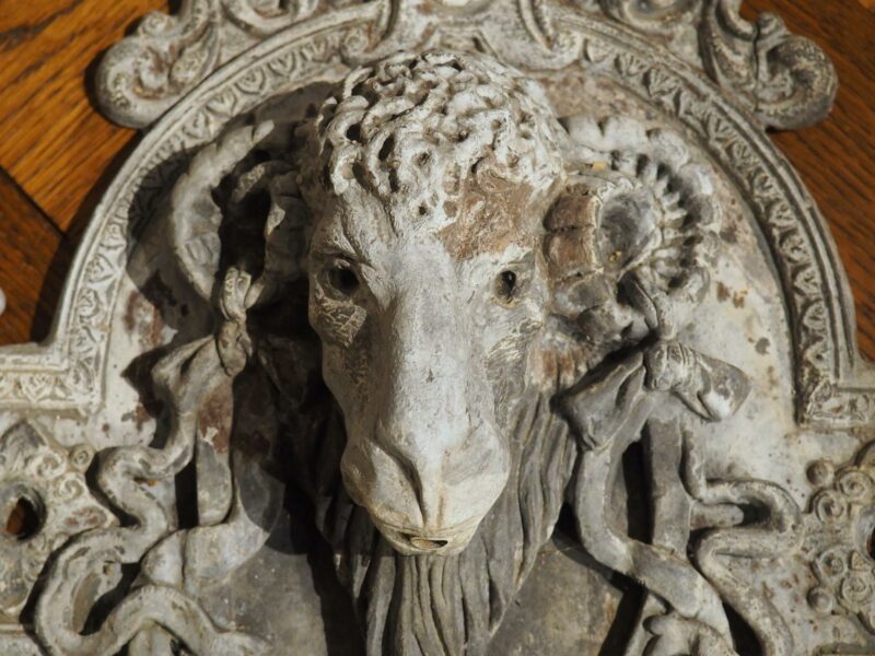 A Vintage Lead Rams Head Wall Fountain from England - Image 19