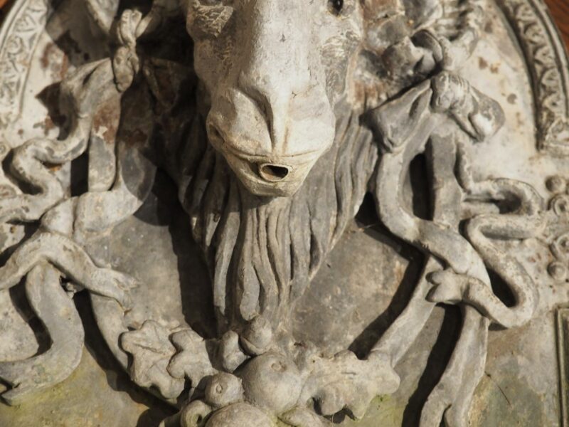 A Vintage Lead Rams Head Wall Fountain from England - Image 20