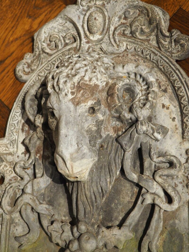 A Vintage Lead Rams Head Wall Fountain from England - Image 6