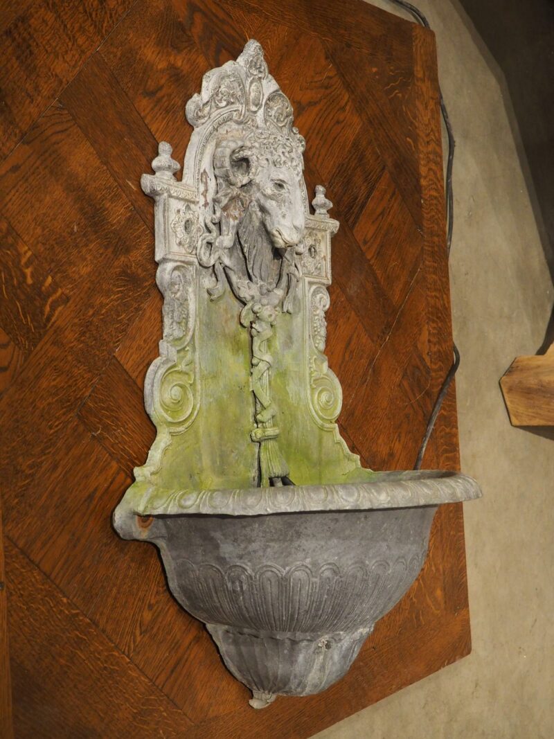 A Vintage Lead Rams Head Wall Fountain from England - Image 2