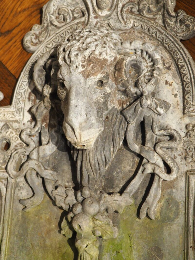 A Vintage Lead Rams Head Wall Fountain from England - Image 13