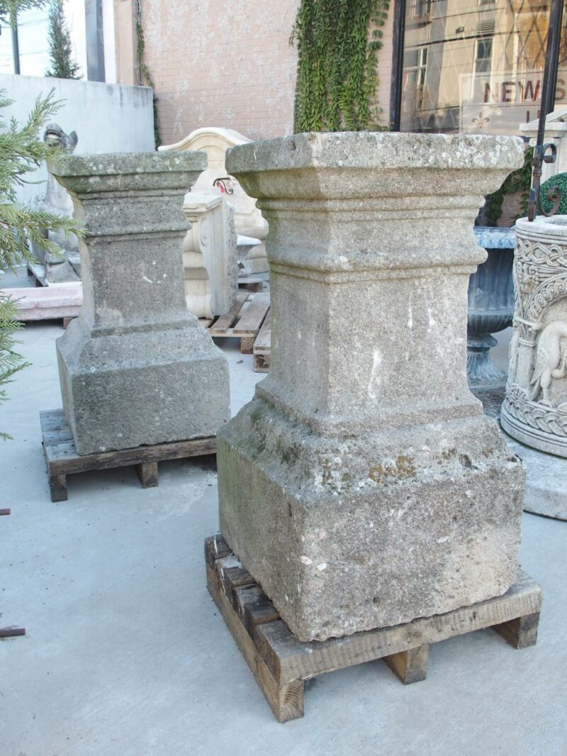 Pair of Large Carved Antique Stone Pedestals, South of France, Early 1800s - Image 2