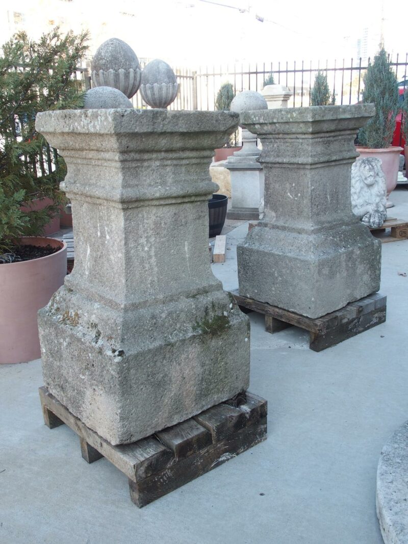 Pair of Large Carved Antique Stone Pedestals, South of France, Early 1800s