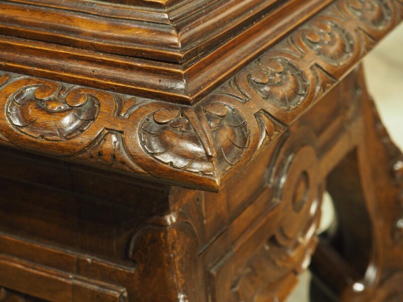 Circa 1880 French Carved Walnut Tabouret or Sellette with Large Lion Paw Feet - Image 10