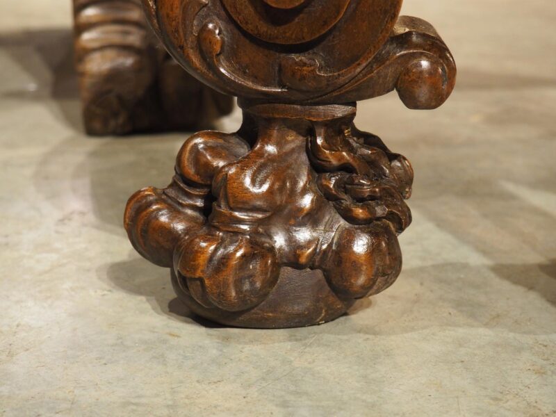 Circa 1880 French Carved Walnut Tabouret or Sellette with Large Lion Paw Feet - Image 11