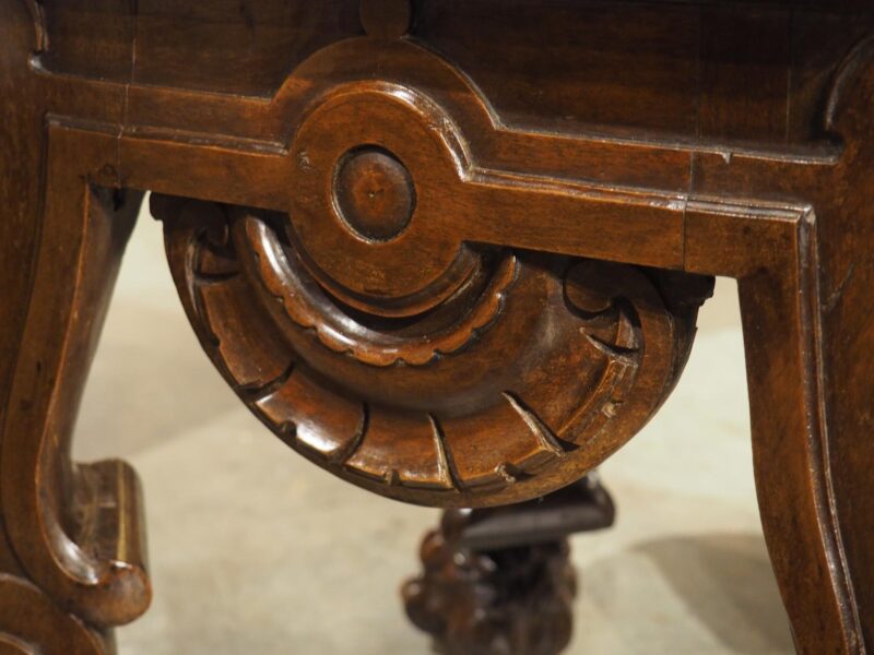 Circa 1880 French Carved Walnut Tabouret or Sellette with Large Lion Paw Feet - Image 12