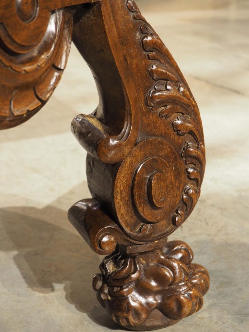 Circa 1880 French Carved Walnut Tabouret or Sellette with Large Lion Paw Feet - Image 13