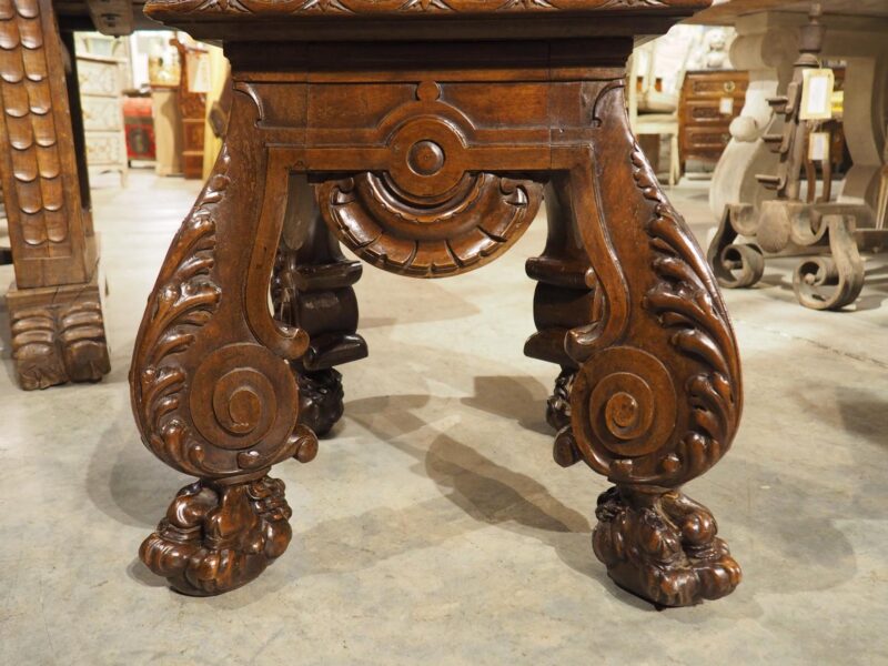 Circa 1880 French Carved Walnut Tabouret or Sellette with Large Lion Paw Feet - Image 15