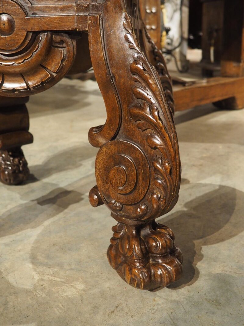 Circa 1880 French Carved Walnut Tabouret or Sellette with Large Lion Paw Feet - Image 6