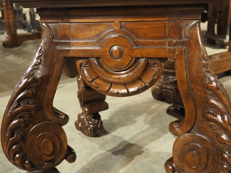 Circa 1880 French Carved Walnut Tabouret or Sellette with Large Lion Paw Feet - Image 7