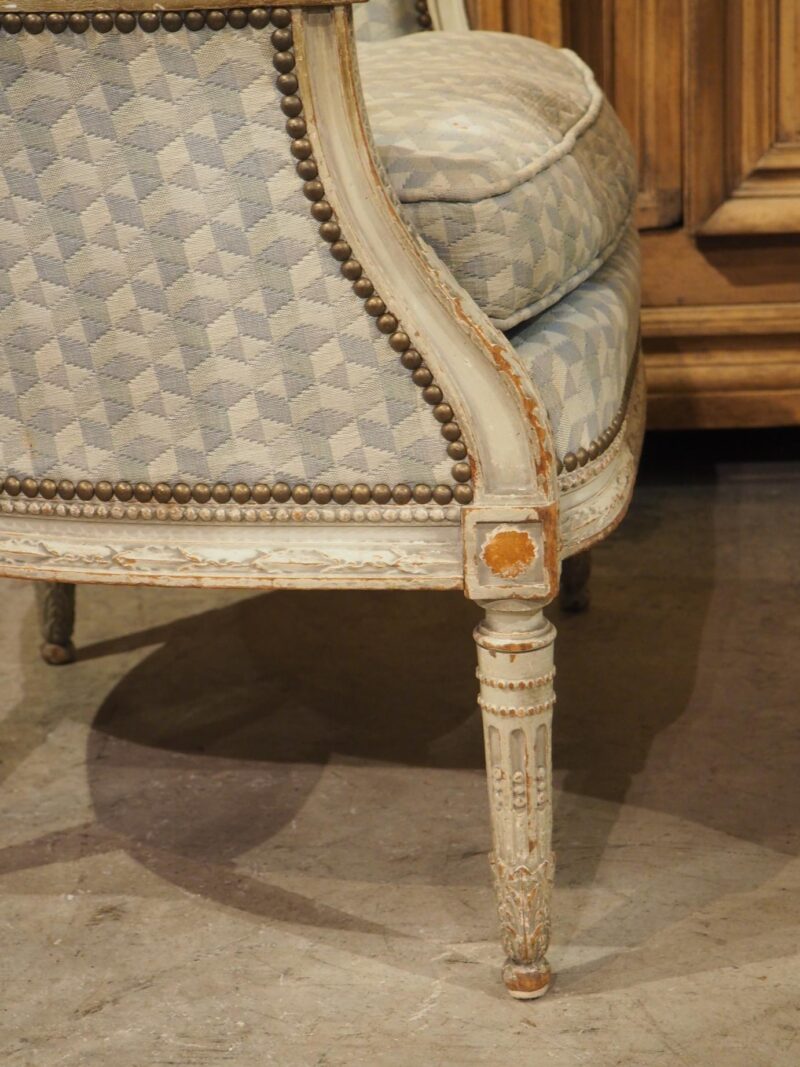 Rare Pair of Period French Louis XVI His and Hers Bergère Armchairs, Circa 1780 - Image 13