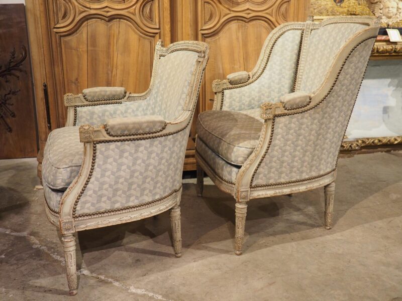 Rare Pair of Period French Louis XVI His and Hers Bergère Armchairs, Circa 1780 - Image 19