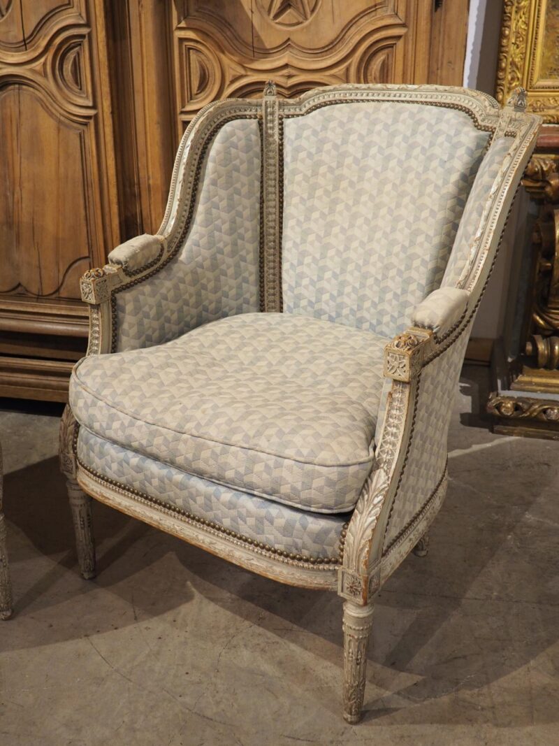 Rare Pair of Period French Louis XVI His and Hers Bergère Armchairs, Circa 1780 - Image 3