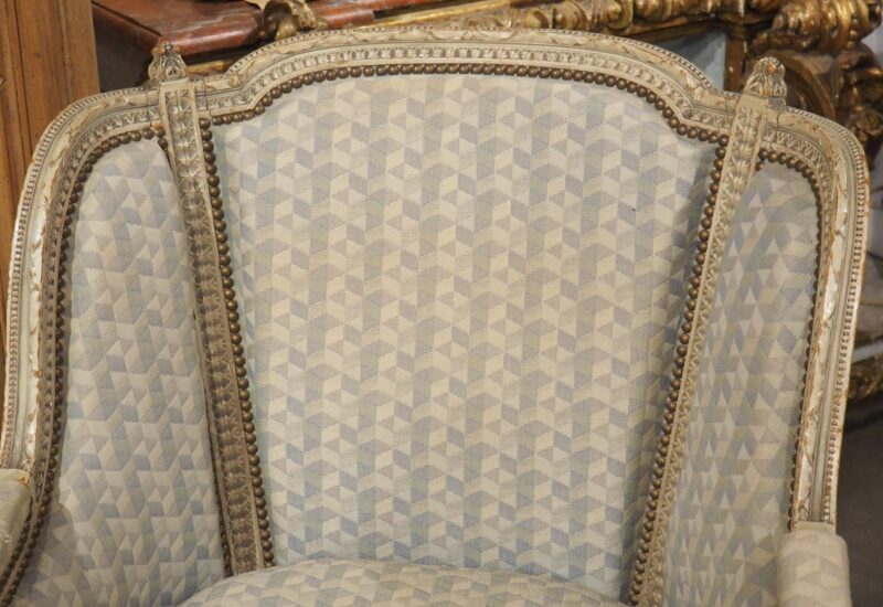 Rare Pair of Period French Louis XVI His and Hers Bergère Armchairs, Circa 1780 - Image 5