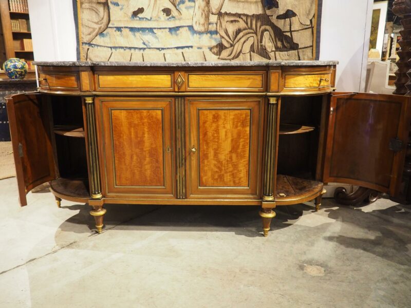 Period French Louis XVI Demi-Lune Buffet in Mahogany and Lemonwood, Circa 1780 - Image 13