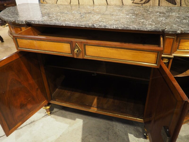 Period French Louis XVI Demi-Lune Buffet in Mahogany and Lemonwood, Circa 1780 - Image 16