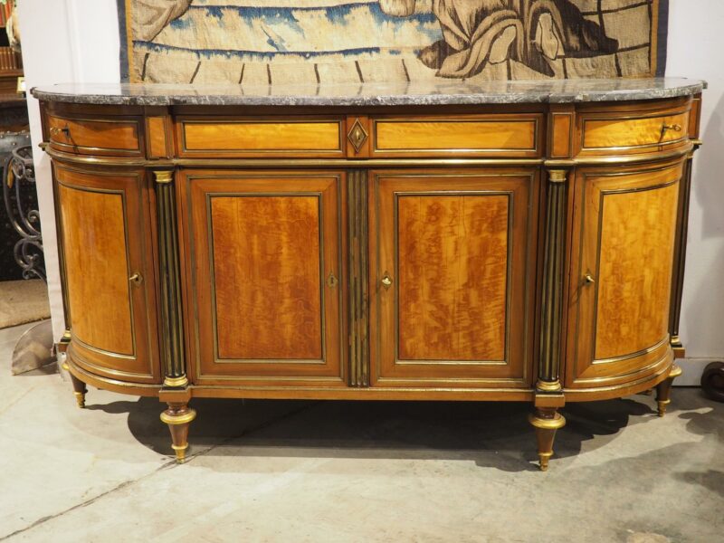 Period French Louis XVI Demi-Lune Buffet in Mahogany and Lemonwood, Circa 1780 - Image 3