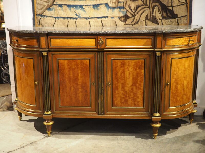 Period French Louis XVI Demi-Lune Buffet in Mahogany and Lemonwood, Circa 1780