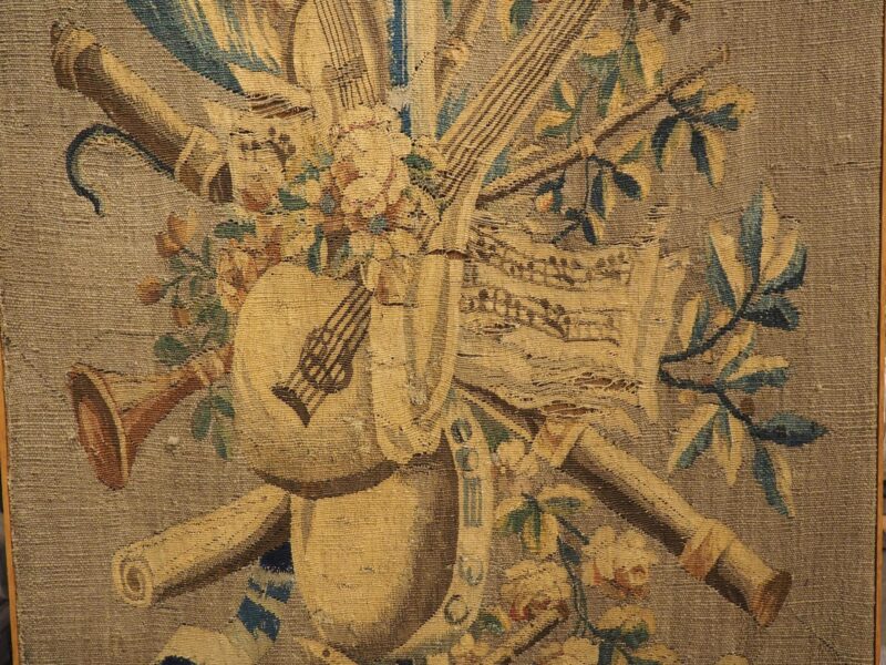 A Framed 18th Century Aubusson Musical Trophy Tapestry Fragment, Circa 1785 - Image 12