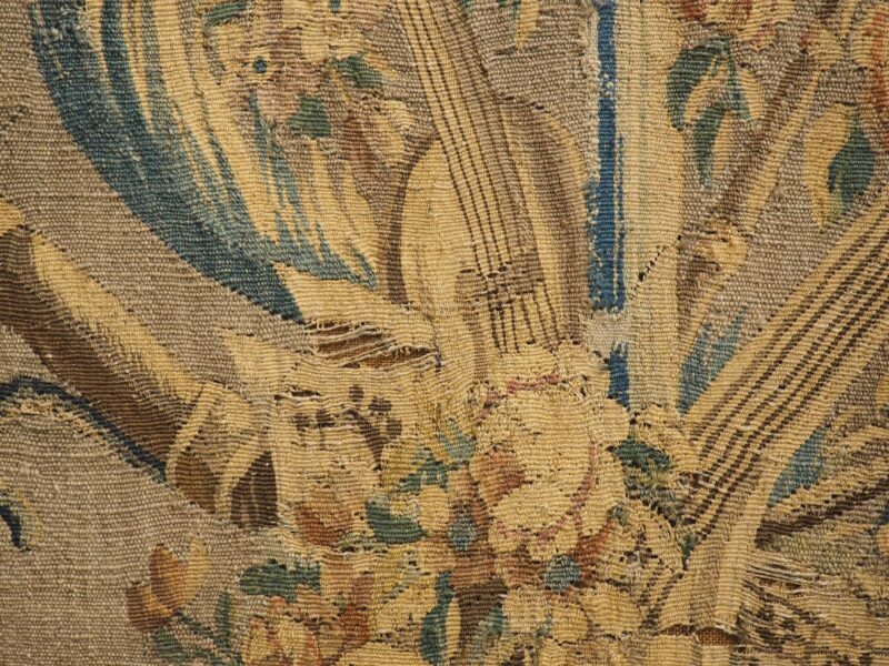 A Framed 18th Century Aubusson Musical Trophy Tapestry Fragment, Circa 1785 - Image 14