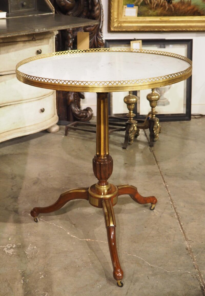 19th Century French Louis XVI Style Marble Top Gueridon Table Circa 1880