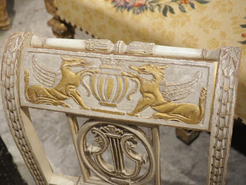 19th Century French Painted Neoclassical Style Banquette with Silk Upholstery - Image 2