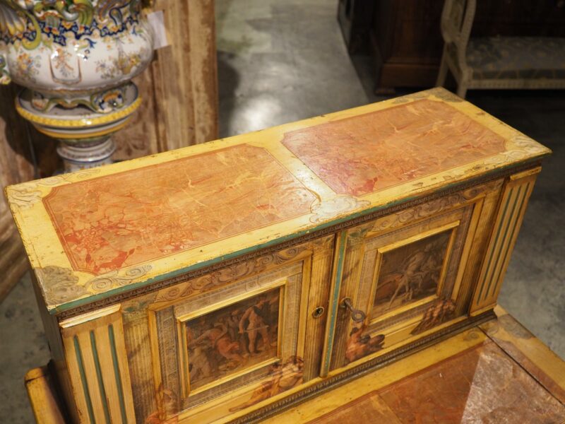 Antique Italian Neoclassical Painted and Découpage Ladies Desk, Circa 1890 - Image 16