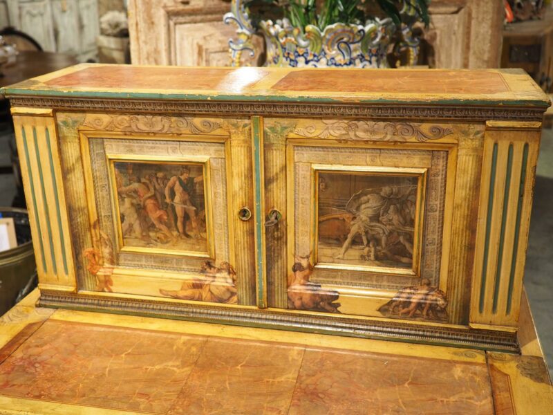 Antique Italian Neoclassical Painted and Découpage Ladies Desk, Circa 1890 - Image 3