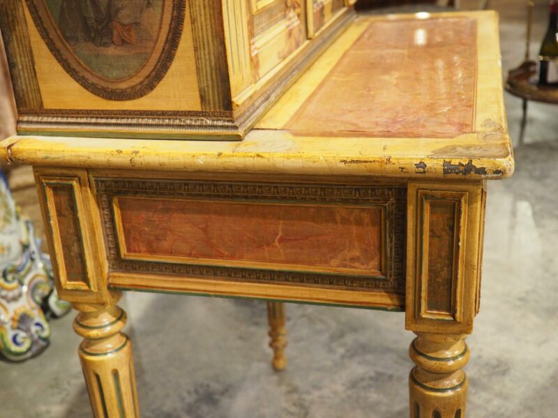 Antique Italian Neoclassical Painted and Découpage Ladies Desk, Circa 1890 - Image 21