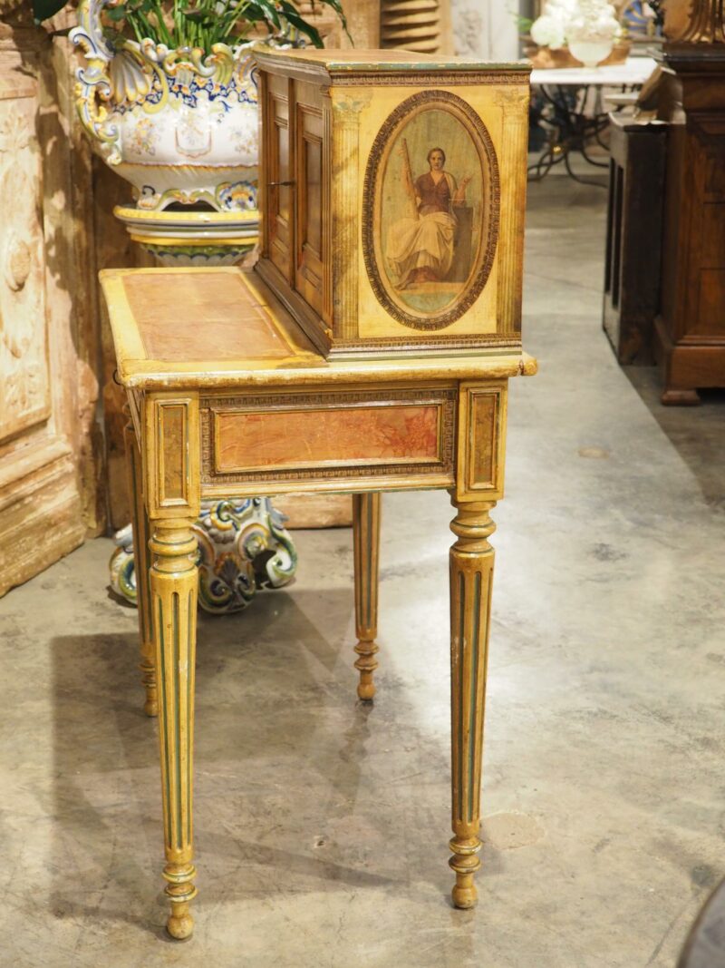 Antique Italian Neoclassical Painted and Découpage Ladies Desk, Circa 1890 - Image 23