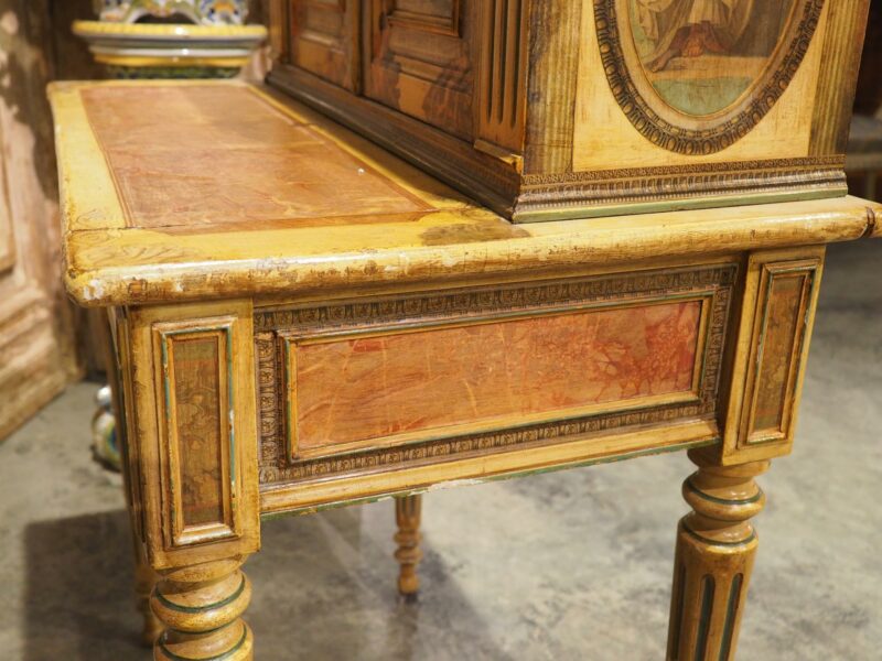 Antique Italian Neoclassical Painted and Découpage Ladies Desk, Circa 1890 - Image 25