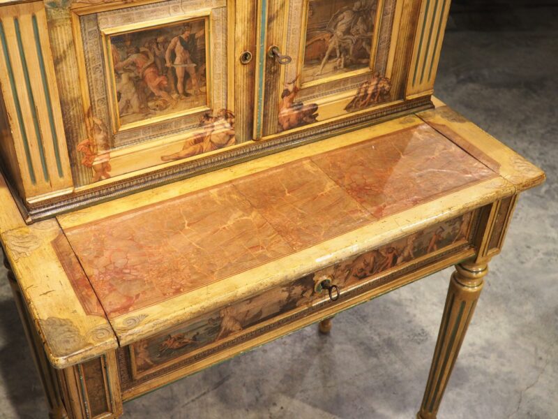 Antique Italian Neoclassical Painted and Découpage Ladies Desk, Circa 1890 - Image 10