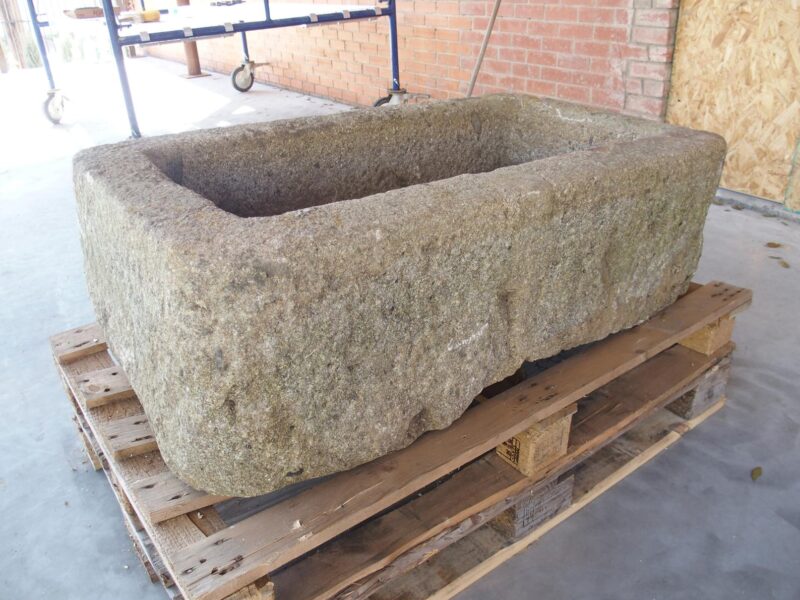 Antique Carved Granite Farm Trough from Normandy, France, 19th Century