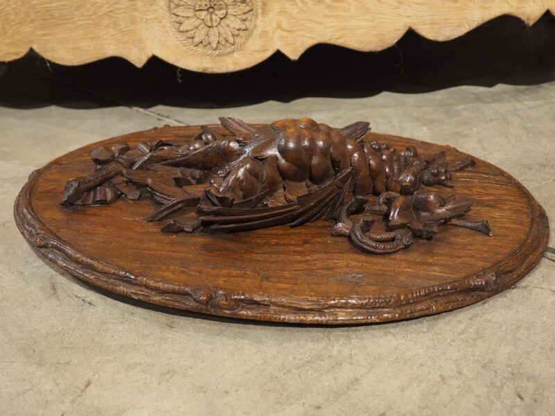 19th Century French Oval Black Forest Game Plaque with Bark Trompe L'Oeil - Image 16