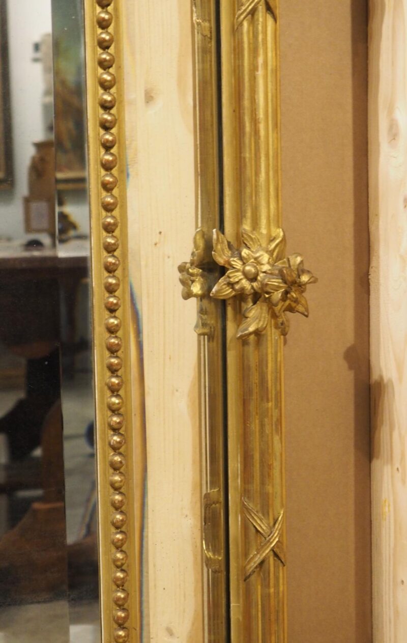 Pair of Large French Napoleon III Gold Leaf and Beveled Mirrors, Circa 1860 - Image 10