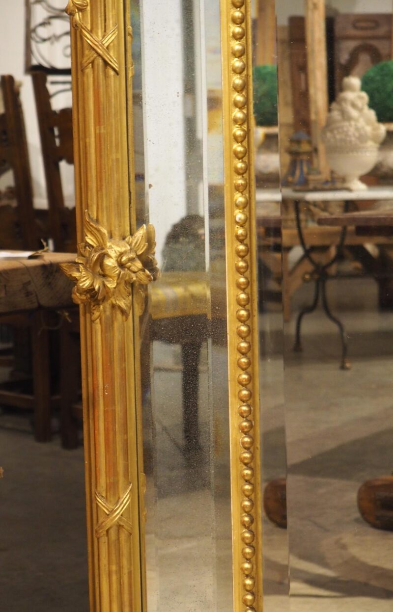 Pair of Large French Napoleon III Gold Leaf and Beveled Mirrors, Circa 1860 - Image 11