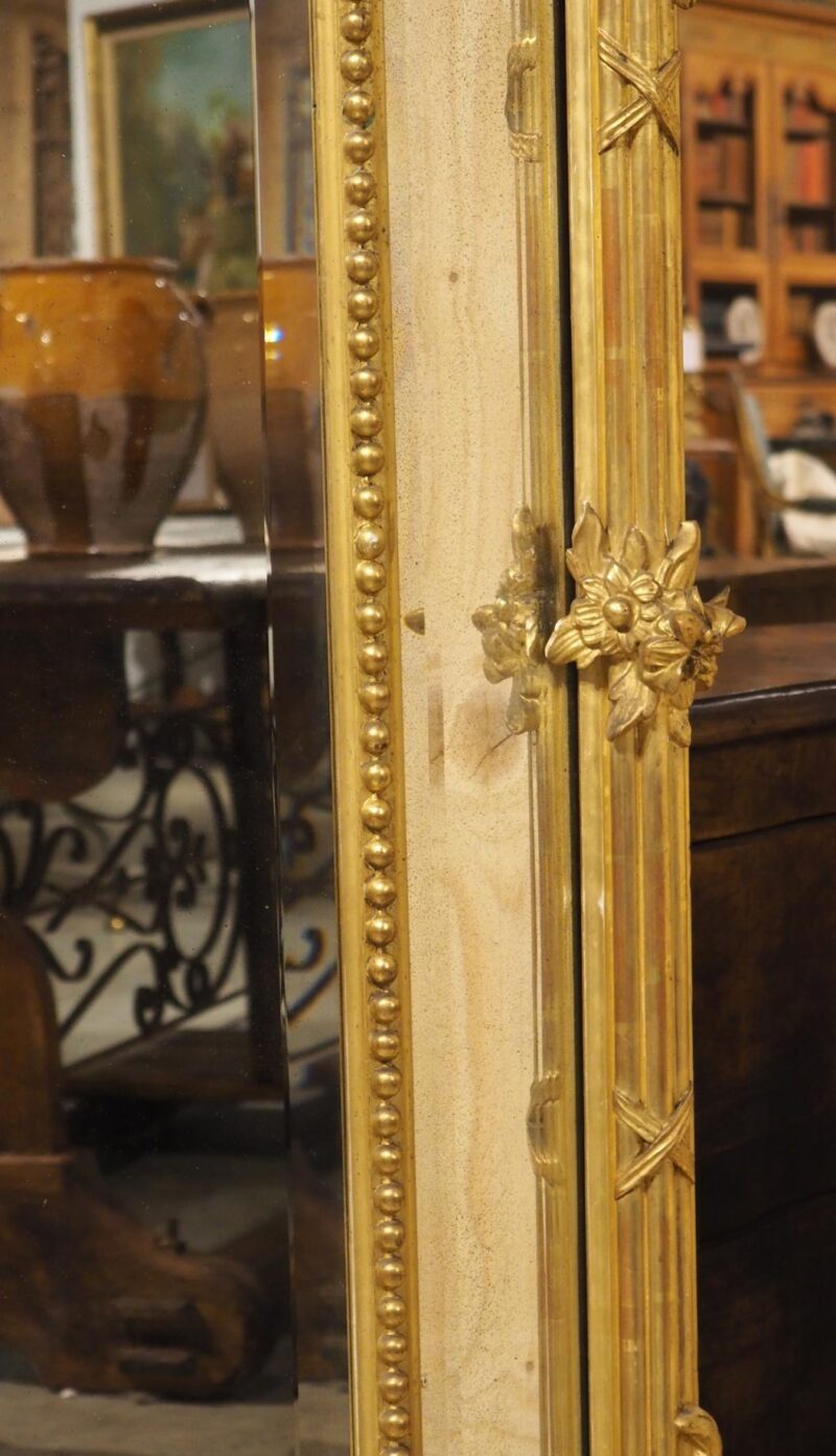 Pair of Large French Napoleon III Gold Leaf and Beveled Mirrors, Circa 1860 - Image 13