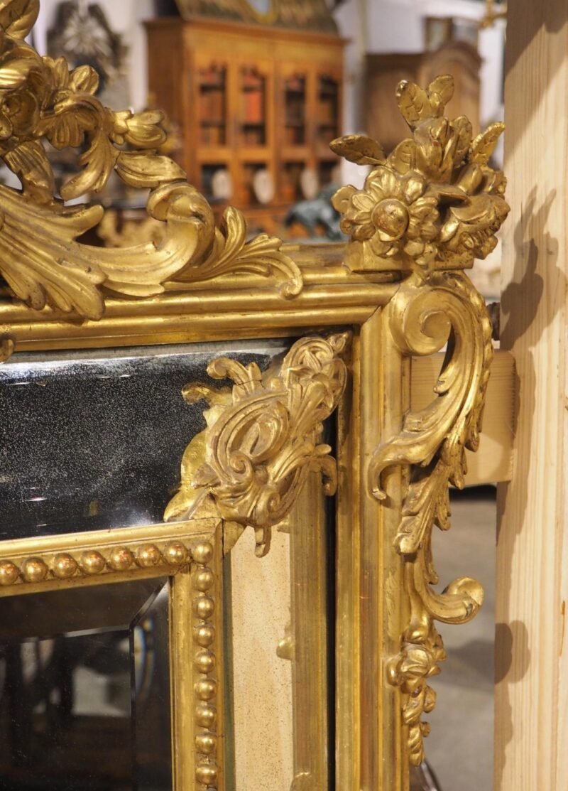 Pair of Large French Napoleon III Gold Leaf and Beveled Mirrors, Circa 1860 - Image 14