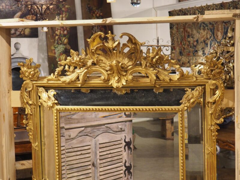 Pair of Large French Napoleon III Gold Leaf and Beveled Mirrors, Circa 1860 - Image 17