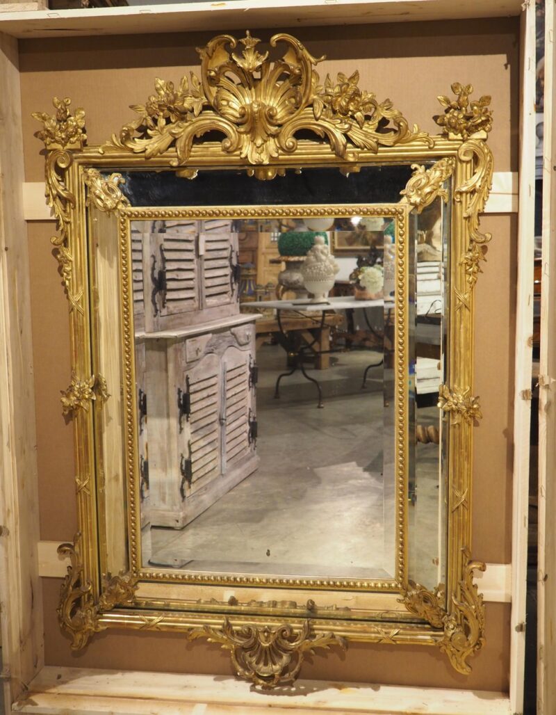 Pair of Large French Napoleon III Gold Leaf and Beveled Mirrors, Circa 1860 - Image 18