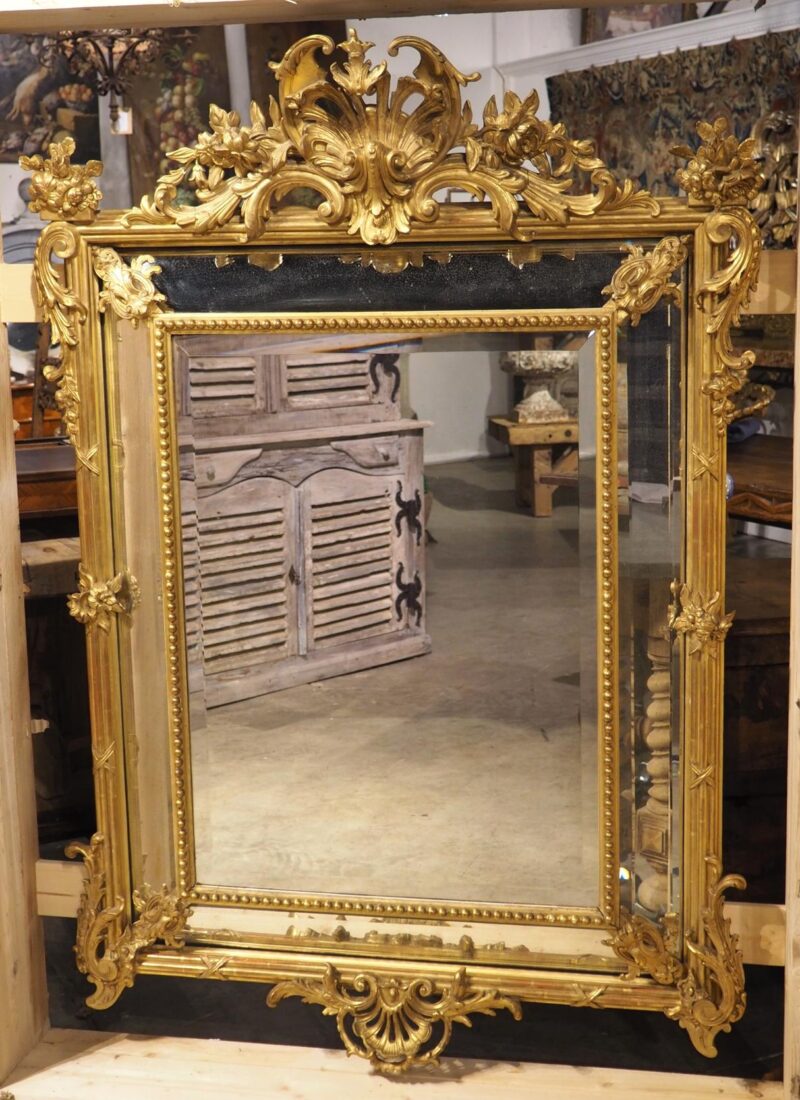 Pair of Large French Napoleon III Gold Leaf and Beveled Mirrors, Circa 1860 - Image 19