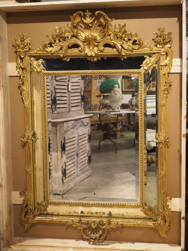 Pair of Large French Napoleon III Gold Leaf and Beveled Mirrors, Circa 1860 - Image 20