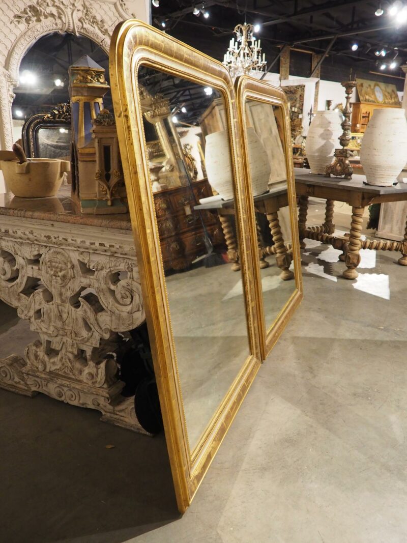 Pair of 19th Century French Gold Louis Philippe Style Mirrors, Silver, Red Bole - Image 16