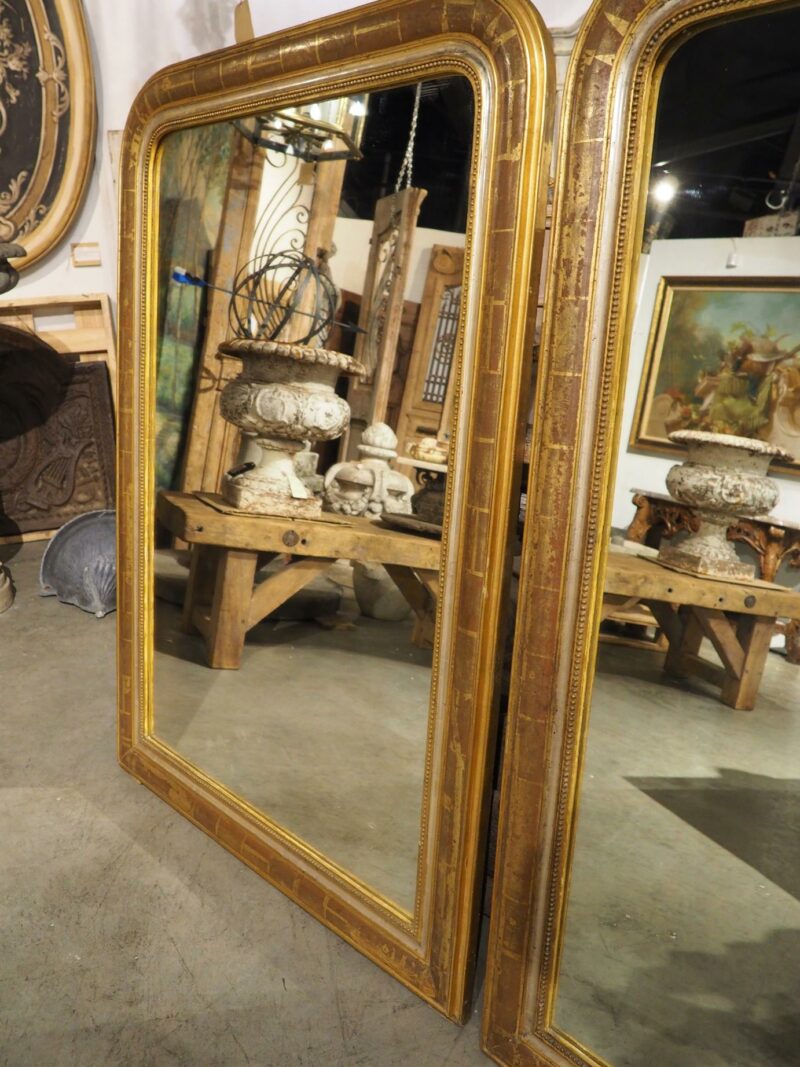 Pair of 19th Century French Gold Louis Philippe Style Mirrors, Silver, Red Bole - Image 18